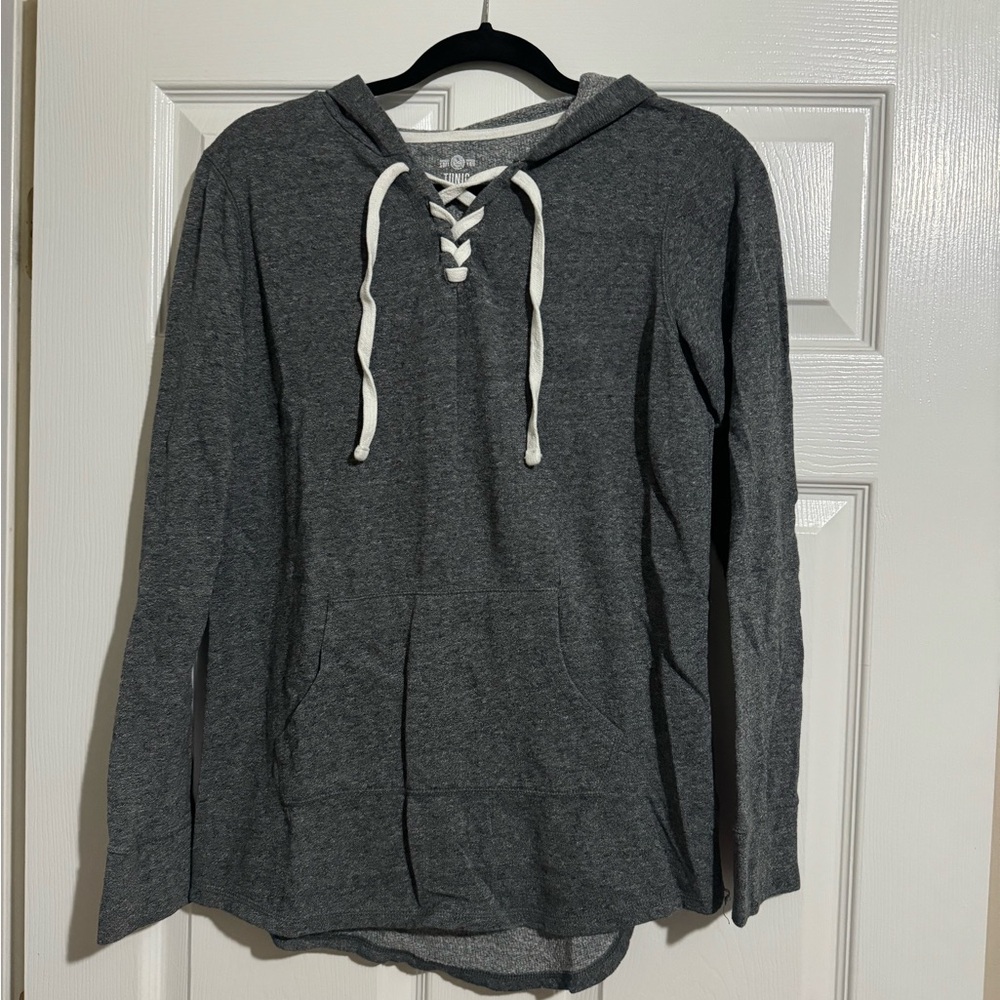 So lace up grey tunic hoodie